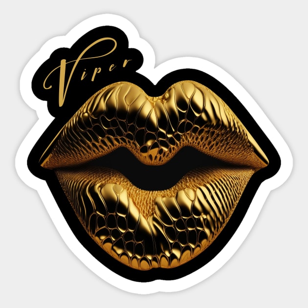 Kid Relic Gold Viper Kiss Sticker by Kid Relic